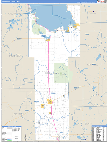 Mille Lacs County, MN Zip Code Map